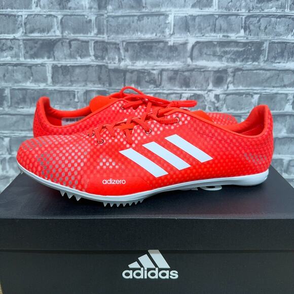Adidas Adizero Ambition 4 Solar Red White Track Cleats BB5778 Womens Size 12 New - Picture 1 of 8